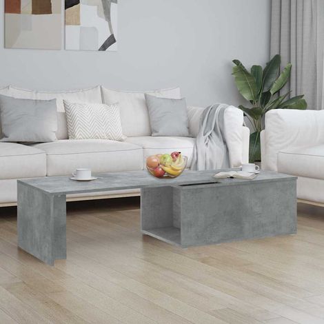vidaXL Mesa de centro madera contrachapada gris hormigón 150x50x35 cm (1/5)