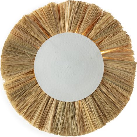 Aplique 49X49X10 Metal Blanco Envejecido/Hierba Marina Natural (1/4)