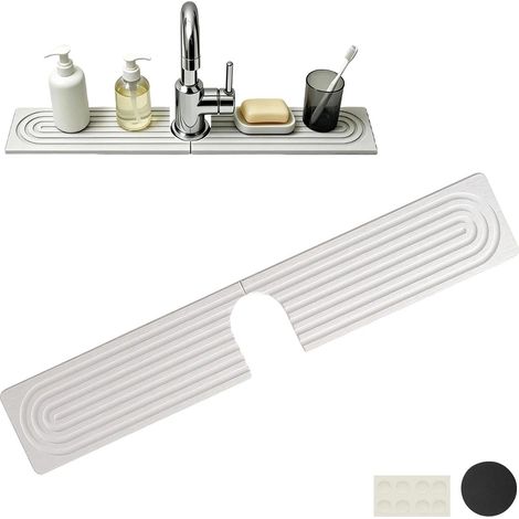 Tapiss de Robinets pour Évier 40×10cm, Contour de Robinet Absorbant Tapis Evier Cuisine en Terre de Diatomées, Absorbe L’Eau Autour du Robinet, pour Cuisine, Salle de Bains et Usage Extérieur (1/5)