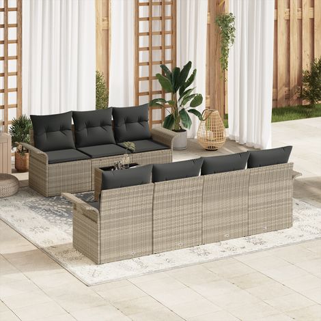 Garden Sofa Set with Cushion 8 pcs Light Grey and Dark Grey vidaXL (1/5)