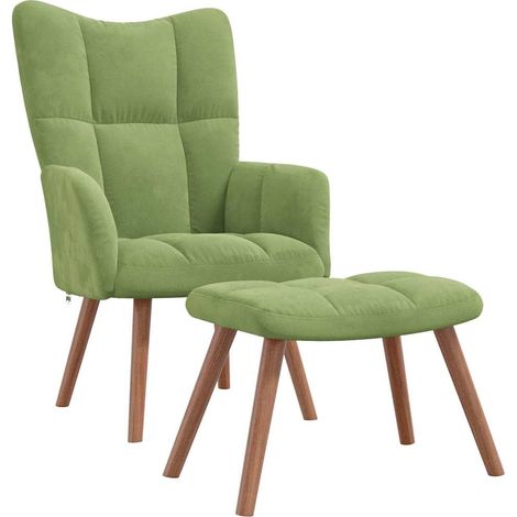Maison Exclusive - Relaxsessel mit Hocker Hellgrün Samt (1/5)