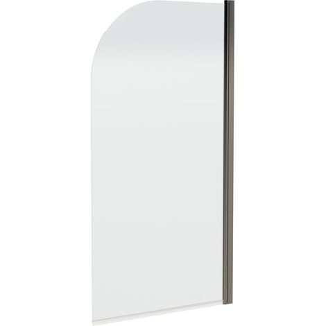 Nuie Brushed Pewter Round Top Hinged Bath Screen 1430mm H x 790mm W - 6mm Glass (1/3)