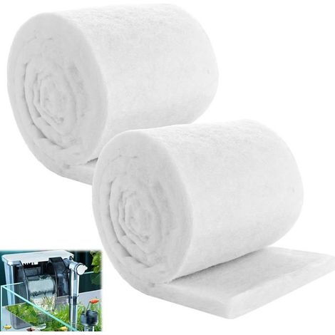 Lot de 2 Ouate Aquarium 200 x 12 x 3cm, Mousse Filtre Aquarium, Blanc Mousse Aquarium, Réutilisable Mousse Filtrante Épaissie (1/5)