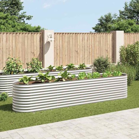 45511 Garden Raised Bed 400x80x81 cm Galvanised Steel Silver vidaXL