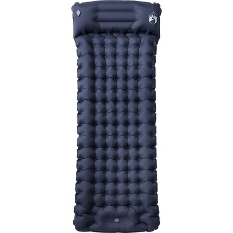 Matelas de camping autogonflant avec oreiller 1 personne gris