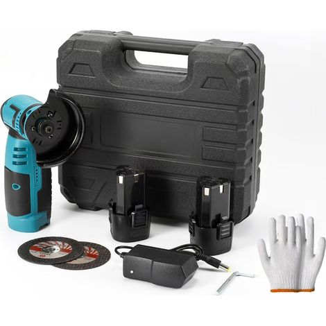 Winkelschleifer, 19500 U/min, 12 V, professioneller Akku-Winkelschleifer, Mini-Winkelschleifer mit 2 2,0-Ah-Akkus, Mini-Winkelschleifer zum Schneiden, Polieren und Schleifen