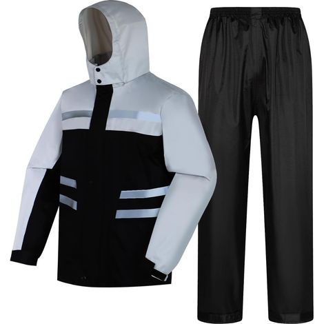 Waterproof Rain Suit, Lightweight Hooded Rain Jacket and Trousers, Unisex Outdoor Rain Jacket, Hooded Rainwear (1/5)