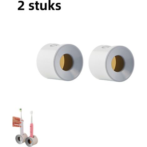 Lot de 2 supports muraux pour brosse à dents électrique, fixation sans perçage, rangement pour salle de bain et toilettes, gris (1/5)