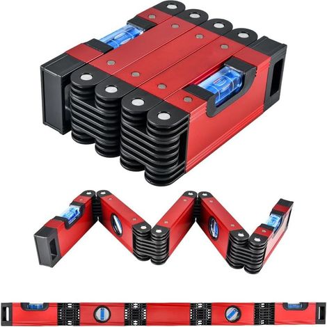 Outil de niveau pliable multifonctionnel – Outil de mesure multi-angles pour le travail du bois – Règle de niveau précise dans n'importe quelle position avec aimant (alliage)