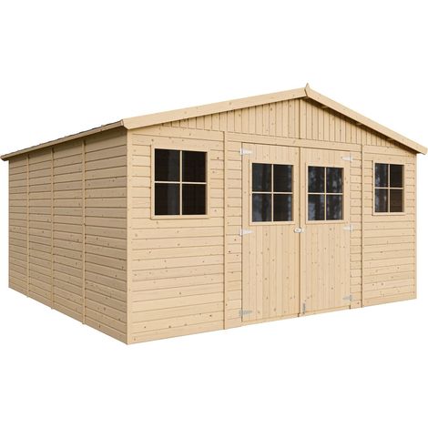 Wooden Garden Shed- Apex Shiplap Wooden Shed 14x14 ft/16m2 - Sheds and Outdoor Storage - Wooden garden storage shed, 17 mm planks - Bike shed, Garden outdoor workshop space- TIMBELA M330 (1/5)