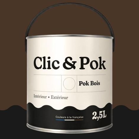 Peinture Bois Extérieur – POK BOIS - 2,5L - RAL 8014 - Brun sépia- Résistante aux intempéries - Ne s'écaille pas