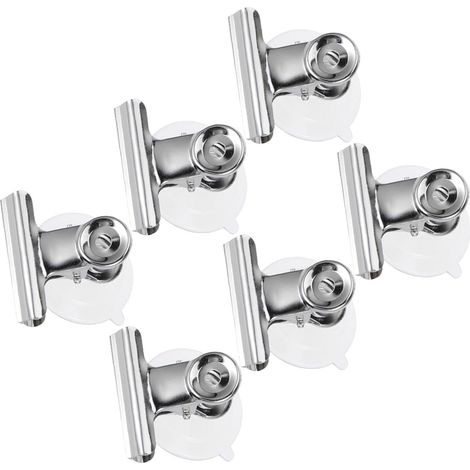 Lot de 6 Pinces à Ventouse en Acier Inoxydable Ventouses en Pvc, Taille Moyenne, Cuisine et Salle de Bain, Support Mural Pratique pour Suspendre Serviettes, Accessoires (1/5)