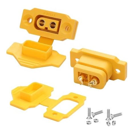 XT60 Fixed Mounting Solder Socket 35A XT60 Female Panel Mounting Li-Battery Solder Connector Fixable XT60E-F Solder Adapter, Protection Cover, for RC Car Drone Model (1/5)