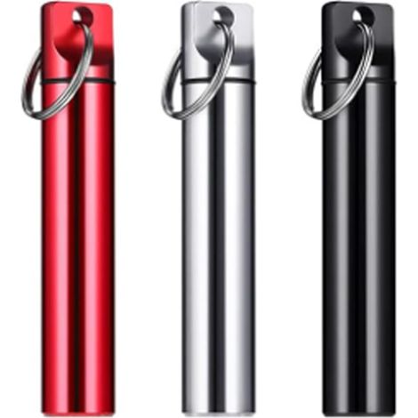 3-teiliger Zahnstocherhalter aus Metall, kleine Pillendose, tragbarer Zahnstocherhalter, Reisepillendose, Zahnstocherspender, Zahnstocheretui aus Aluminiumlegierung mit Schlüsselanhänger, für Picknick