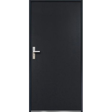 Porte d'entrée en acier pleine H207 x L100 cm anthracite - épaisseur 68 mm - poussant droit - AGUEDA (1/4)