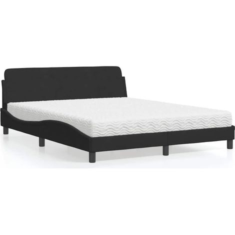 Bett mit Matratze "Dover" Schwarz 160x200 cm Samt (1/5)
