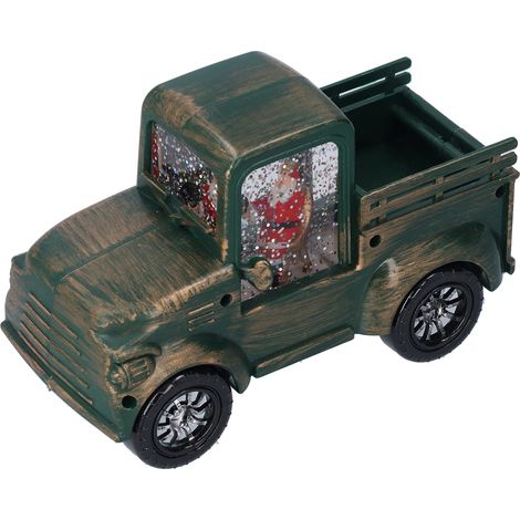 Lumière de Noël Rétro Voiture LED avec Père Noël, Petite Lanterne Décorative Vintage Verte (1/5)