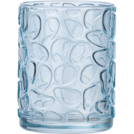 WENKO Zahnputzbecher Vetro, rund, Echtglas, 7,5x10x7,5cm, Blau (1/3)