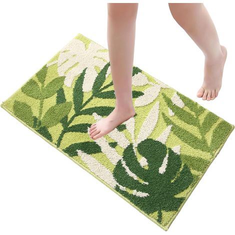 Tapis de salle de bain antidérapant à motif de plantes en feuilles, tapis de sol absorbant, paillasson antidérapant, tapis de chambre (1/5)