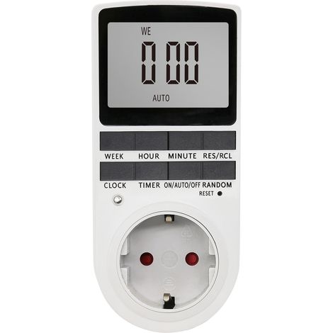 Prise Minuteur Numérique Programmables avec Écran LCD, Interrupteur Électronique Intelligent Économie d'Énergie, Prise Temporisée (1/5)