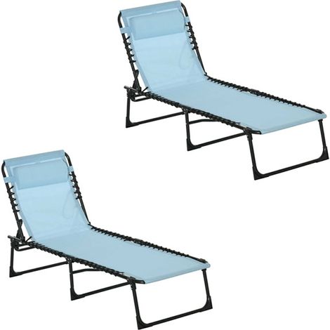 2er-Set sonnenliege, klappbar, atmungsaktiver Bezug, Metallrahmen, 189 x 58 x 30 cm, Blaugrün