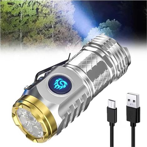 Mini lampe de poche à trois yeux Monster Super Power - Lampe de poche de la taille du pouce allemand - Mini lampe de poche monstre à 3 yeux - Petite lampe de poche d'extérieur rechargeable et (1/5)