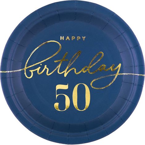 Piatti di auguri per il 50° compleanno, 18 cm, 6 pezzi. (1/3)