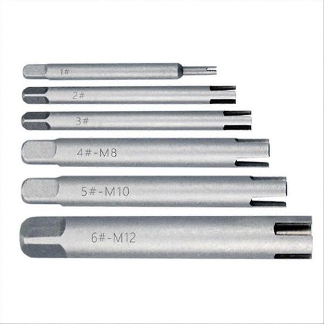 Extracteur de tarauds M4-M12 - Outil manuel pour le retrait des têtes cassées, outil manuel pour l'extraction des vis endommagées (jeu de 6 pièces) (1/5)