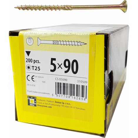 Vis à bois 5x90 mm - 200 pièces - Coniques - Résistantes et durables - Idéales pour vos projets