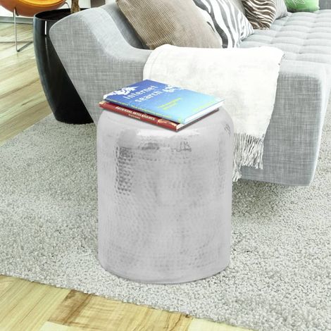 Maison Exclusive - Sgabello/Tavolino Laterale in Alluminio Battuto Argento