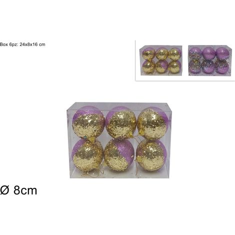 SET 6 PALLE DIAMETRO 8 CM POLISTIROLO ASSORTITO 2 VARIANTI (1 PEZZO, INVIO CASUALE)