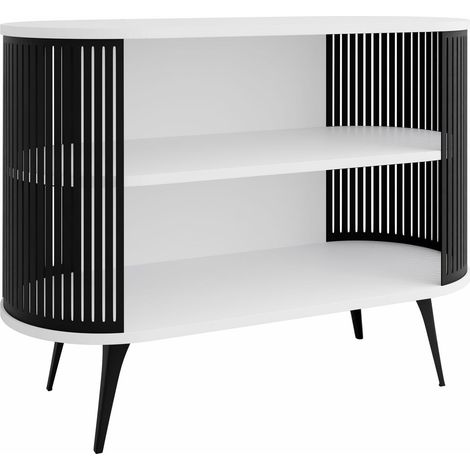 Estantería Vitum, Negro + Blanco, Abierto, Metal, Aglomerado laminado, Número de puertas: 0, Número de cajones: 0, 90x120x40cm