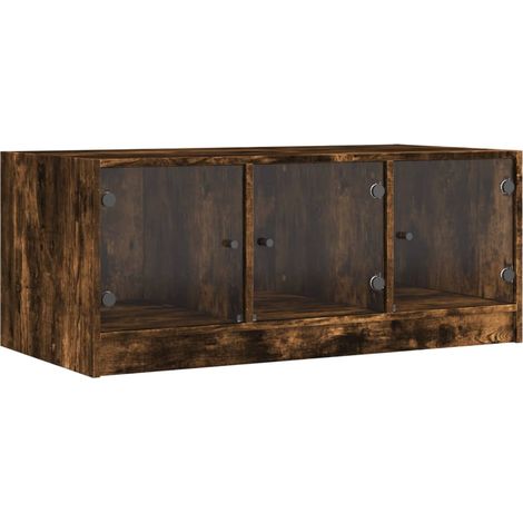 Maison Exclusive - Couchtisch mit Glastüren Räuchereiche 102x50x4