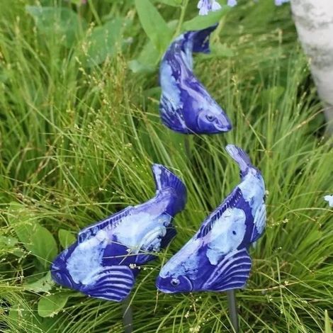 Statue De Jardin - Poisson Koi En Céramique - Décor Extérieur Résistant Aux Intempéries Pour Pelouse Patio Jardin - Submersible - 1 Pièce (1/4)