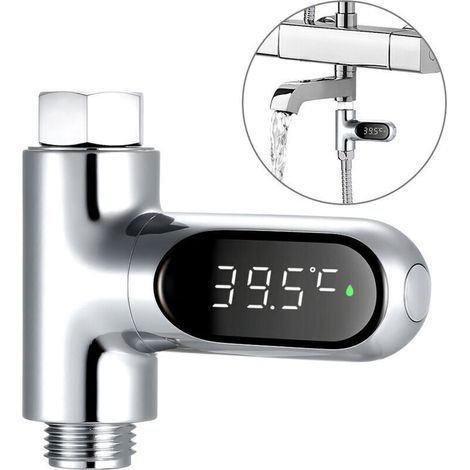 Misuratore di temperatura dell'acqua con display a LED, termometro digitale per doccia, monitor della temperatura del bagno, misuratore di temperatura dell'acqua con intervallo 5-85 °C/℉, accessori pe (1/4)