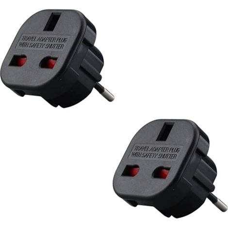Lot de 2 adaptateurs - Prise britannique vers française - Adaptateur Royaume-Uni vers France - Type G vers Type C - Compact et léger - Protection contre les surtensions (1/5)