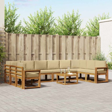 vidaXL Outdoor-Sofagarnitur mit Kissen 11 pcs Natur und Beige (1/5)