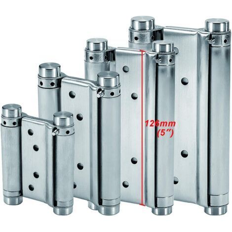 126mm stainless steel spring hinges – Double action for swing doors – Max load 25kg – Set of 2 – Easy installation (1/5)