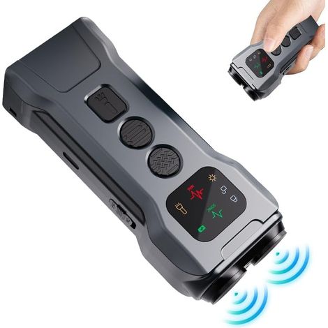 Dispositivo antiabbaio per cani, innocuo dispositivo antiabbaio a ultrasuoni per cani, dispositivo di addestramento per cani con torcia a LED e dispositivo antiabbaio a ultrasuoni (grigio)