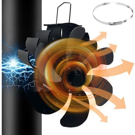 Magnetischer Kaminventilator mit 6 Flügeln, kein Stromanschluss erforderlich, wärmebetrieben, umweltfreundlich, für Kamine [Energieklasse A+++] (1/4)