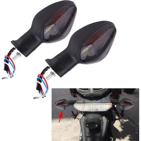 Paire d'indicateurs de direction moto ampoule ambre plastique noir 13x5.7cm pour Honda CBR600RR CBR1000RR CBR125R CB1300S CB500X (1/5)