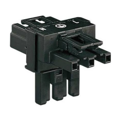 WAGO Connettore di distribuzione tipo T Spina di rete - Presa di rete, Presa di rete Tot poli: 2 + PE Nero 1 pz.