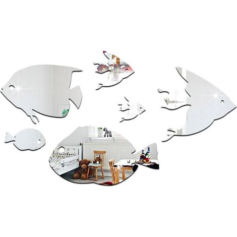 Wandtattoos mit Fischschwarm, moderne Acryl-Dekoration für Schlaf- und Wohnzimmer (B)