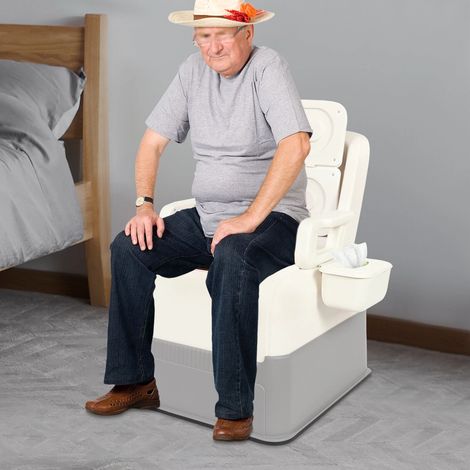 Tragbarer Betttoiletstuhl, Sitzplatz für Erwachsene, abnehmbare Betttoilette, maximale Belastung 100 kg, 66 61 78cm