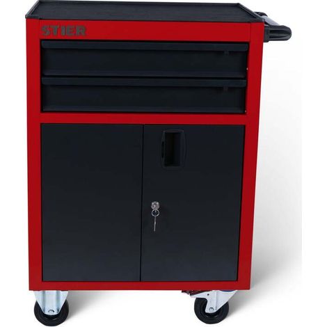 [GEBRAUCHT] B-Ware STIER Werkstattwagen Basic Compact Werkzeugwagen Kunststoffabdeckung leer rot (1/2)