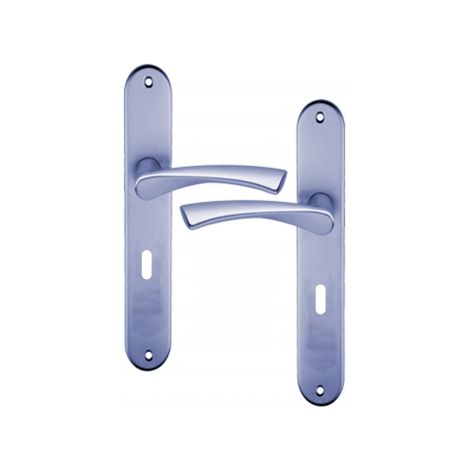 Ouvre&Déco – Poignée de porte intérieure design en Aluminium anodisé inox mat velouté sur plaque Clé L entraxe 195 mm, MILANO