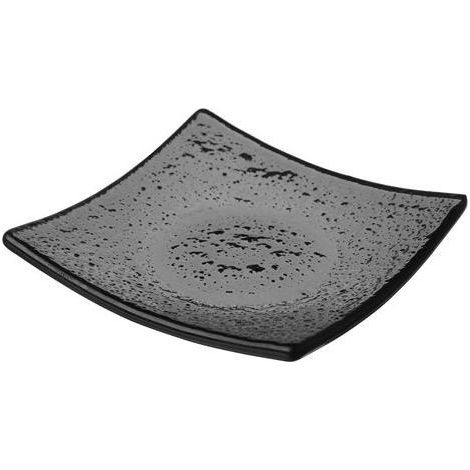Plat en verre noir carré Vetro pour fingerfood - 80x80mm - Lot de 6 - Finedine