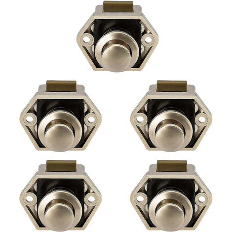 Packung mit 10 Mini-Druckknopf-Schubladen-/Schranktürschlössern für Wohnwagen, Wohnmobile oder Boote, in Nickel. (1/5)