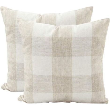 Housse de Coussin Treillis Géométrique d'oreiller pour Canapé Maison Salon Chambre Décoration D'intérieur, 45x45cm, Ensemble de 2 pièces(Beige｜2 pièces)