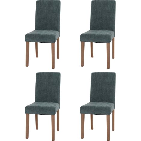 Lot de 4 chaises de salle à manger Littau, chaise de cuisine à dossier haut, tissu/textile chenille bois vert, pieds c (1/5)